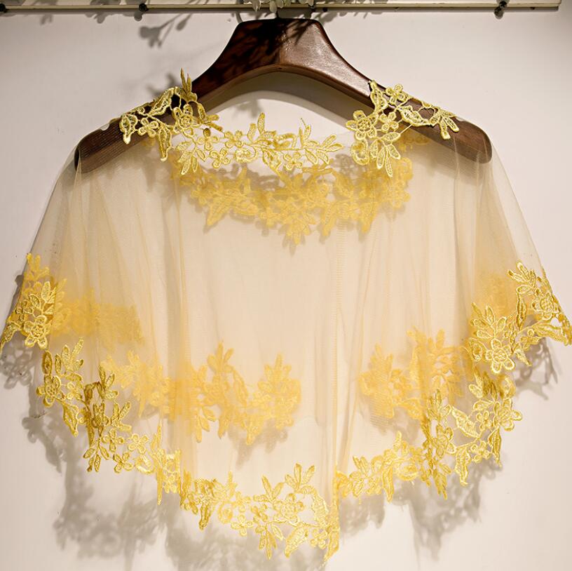 Embroidery Pashmina - Pashmina in rete gialla con ricamo