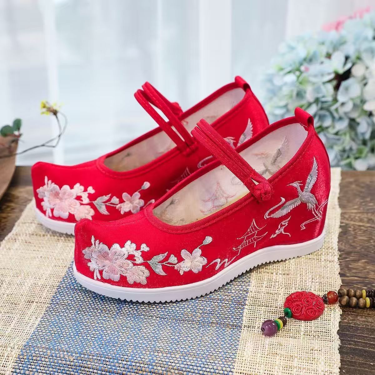 Embroidery Cotton - Scarpe da donna ricamate interne maggiorate