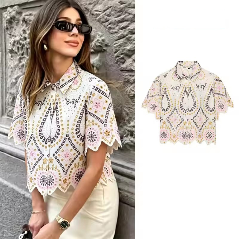 Embroidery Eyelet - Camicetta Elegante da Donna PRINTKAOIR con