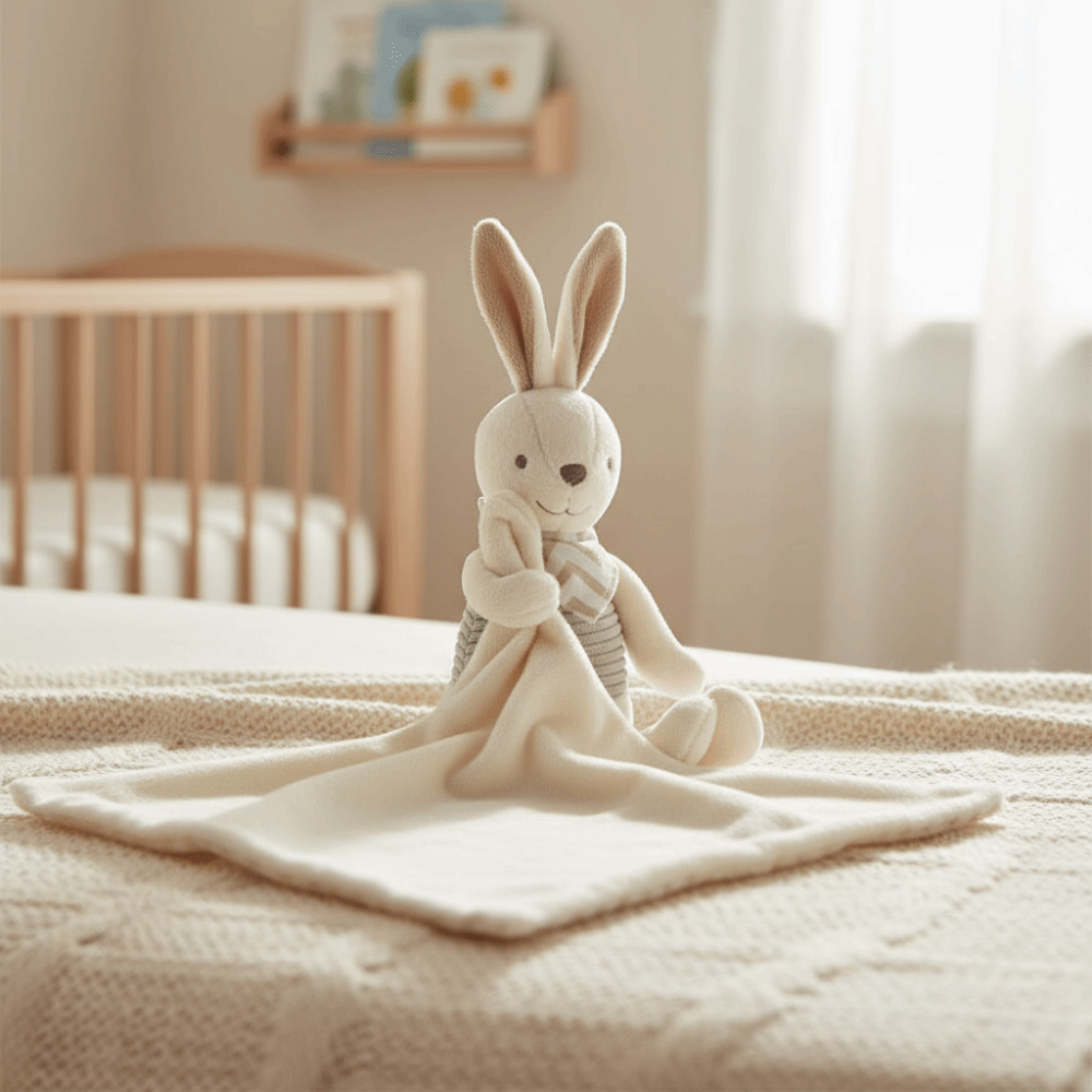 Embroidery Rabbit - Copertina Quadrata per Neonati a Forma