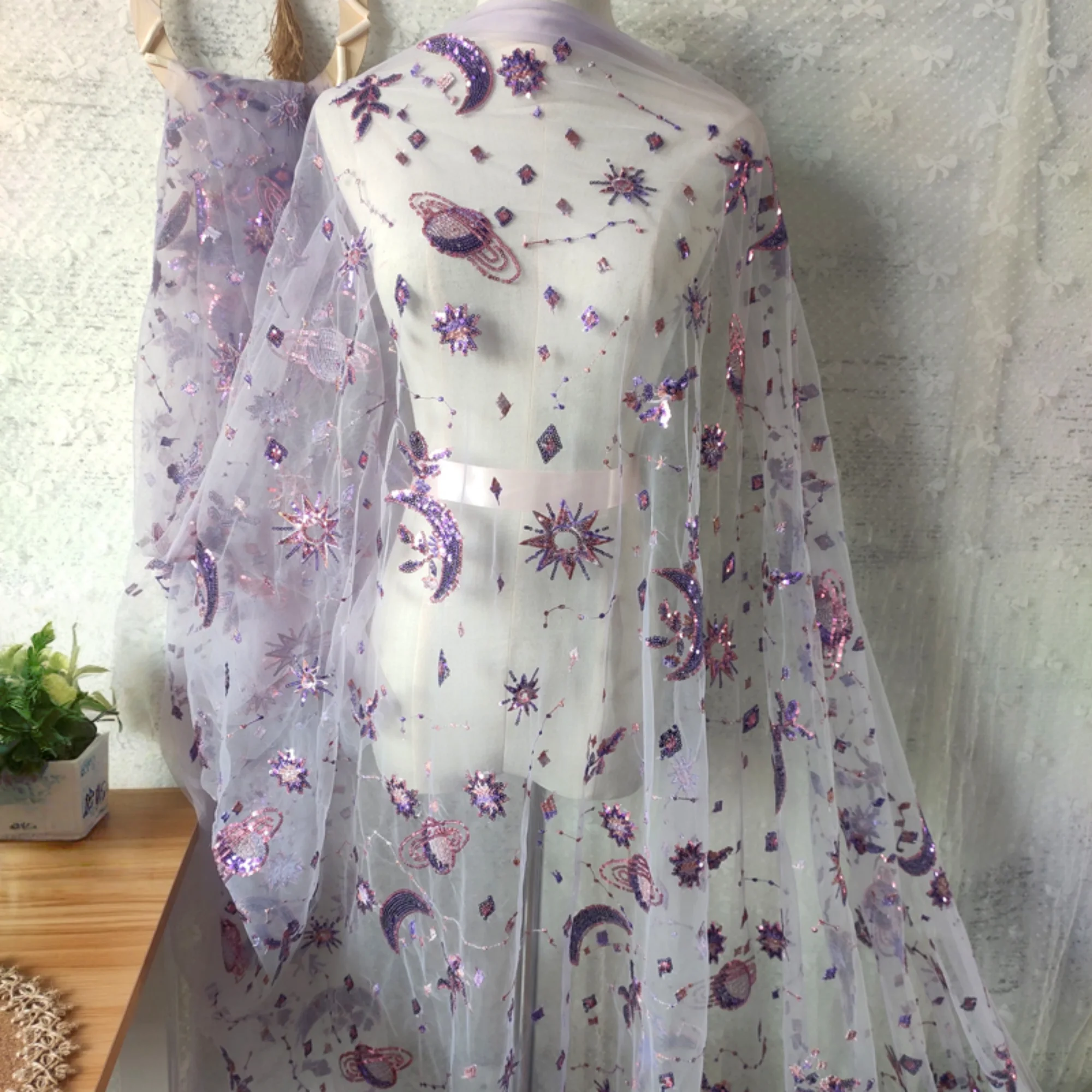 0,5 metri di larghezza viola 5 - Embroidery Net Fabric recensione e prezzo