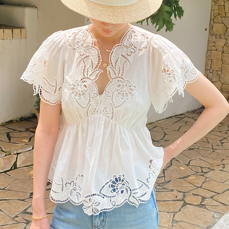 Camicetta da donna in cotone b - Embroidery Eyelet recensione e prezzo