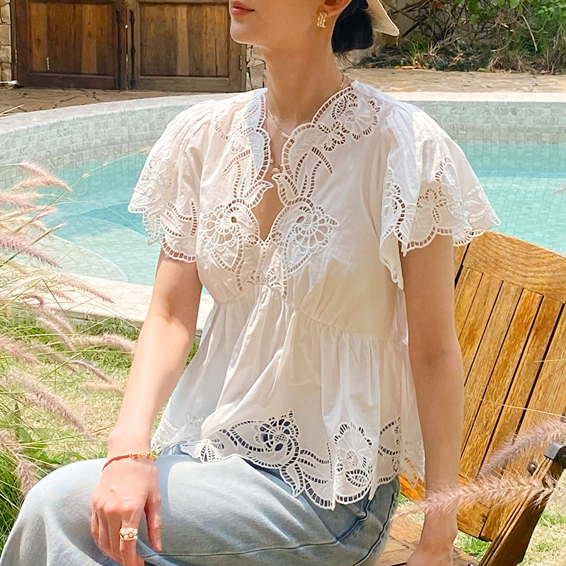 Camicetta da donna in cotone b - Embroidery Eyelet recensione e prezzo