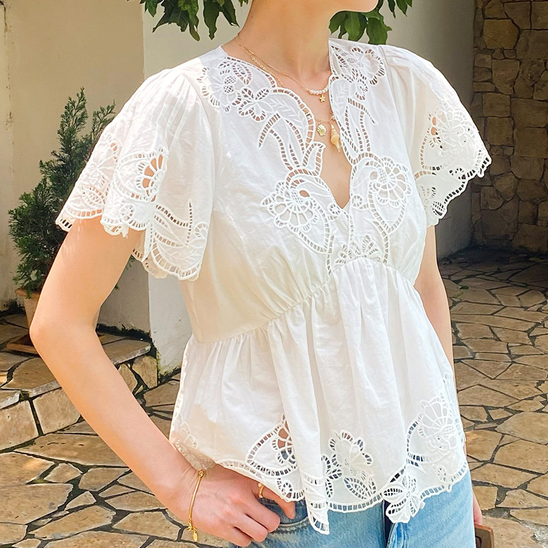 Camicetta da donna in cotone b - Embroidery Eyelet recensione e prezzo